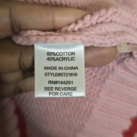 Sincerely Jules Dump Him Sweater L Pink Red Knit Cropped Preppy Girly - Picture 8 of 12